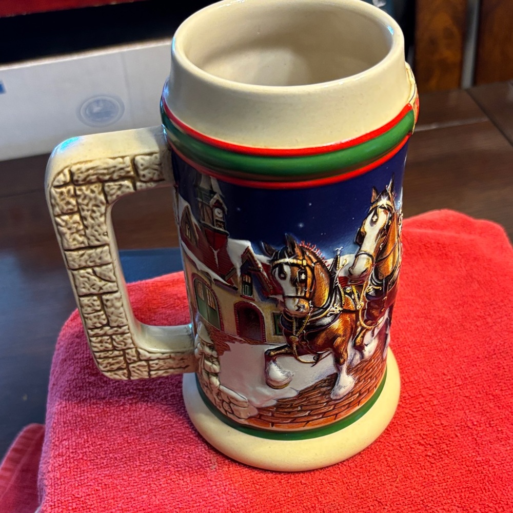 Budweiser Holiday Stein with Red and Green Accents